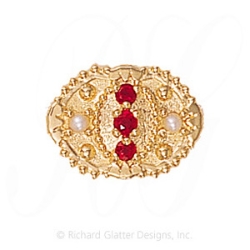 GS380 R/R/PL - 14 Karat Gold Slide with Ruby center and Ruby and Pearl accents 